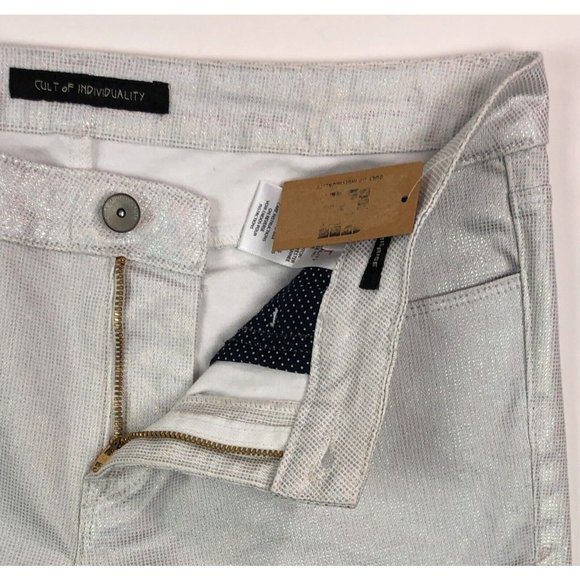 Cult Of Individuality Zen Mid Rise Womens 24 Skinny Jeans Silver White Shimmery - Picture 4 of 8